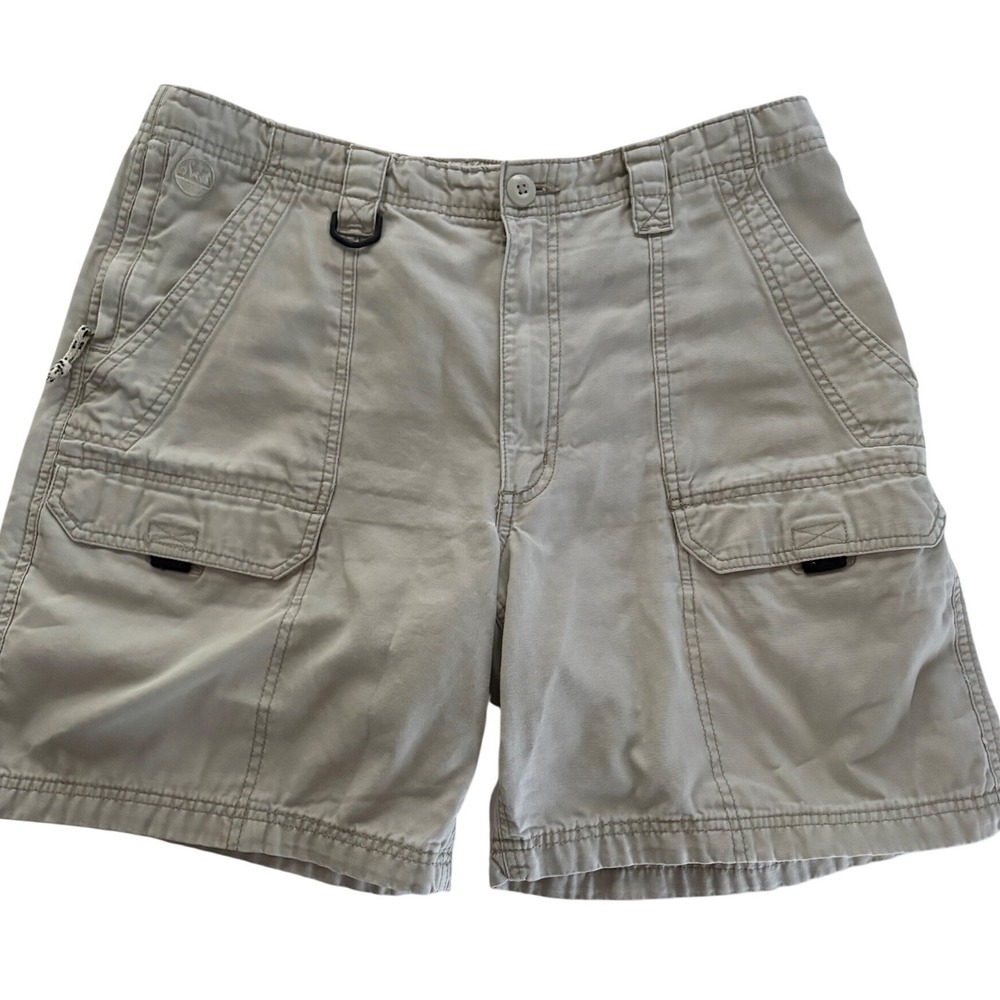 Wrangler Originals Mens 36 Khaki Cargo Shorts Tan Cotton Canvas NT944FR D-Ring